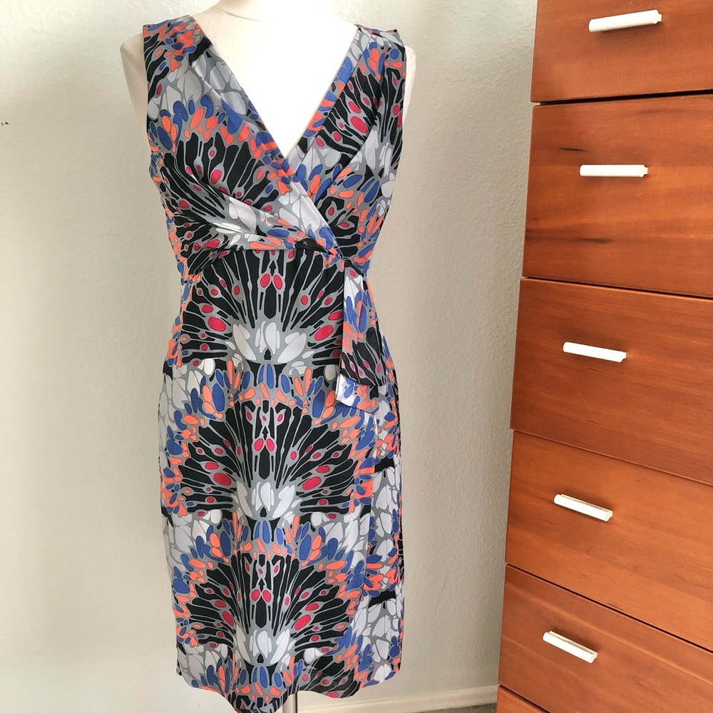 Banana Republic Gray Ruched Wrap Midi Dress